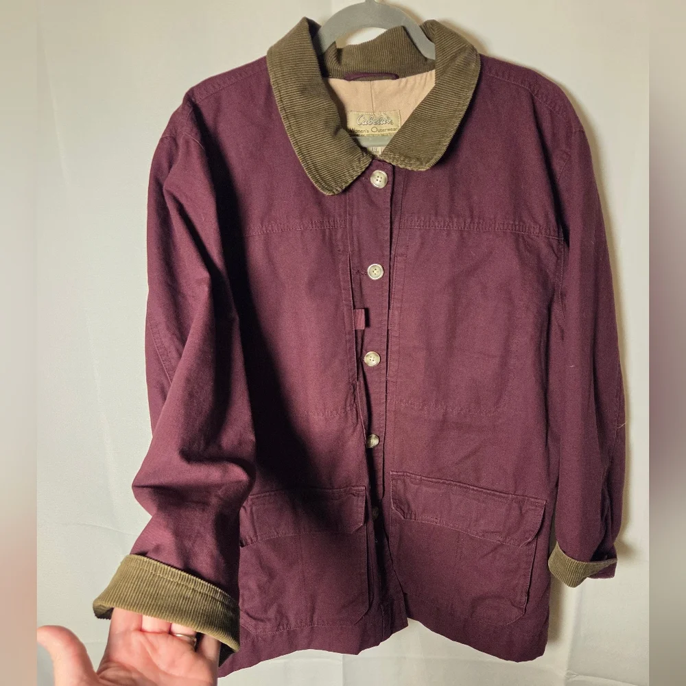 Cabela's Women's Canvas Chore Jacket Coat Corduroy Farm Barn Western Size XL Red - Picture 2 of 10